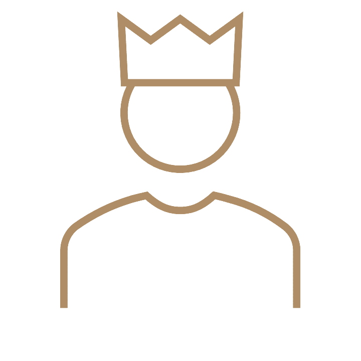 Persoon met kroon als symbool voor klantenservice