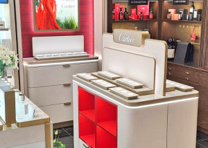 Shopfitting projects for Cartier in red and white