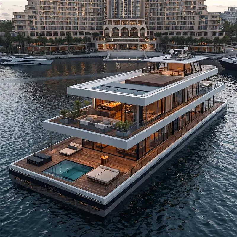 Rendering Ansicht von einem Gastronomie Hausboot